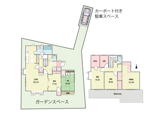 【間取り】 5LDK 広い庭付き戸建となっております。