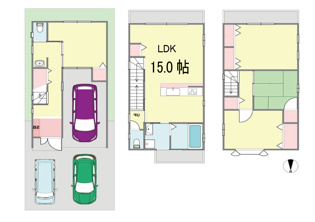 【間取り】 駐車3台可能※車種制限有