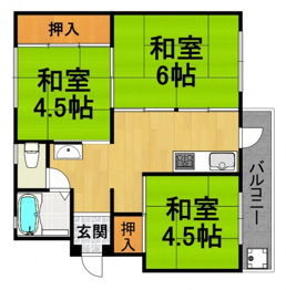 【間取り】 宝梅園1号棟の間取り