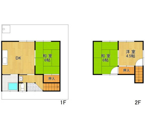 【間取り】 御願塚貸家の間取り