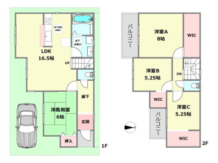 【間取り】 東向き区画の8号地