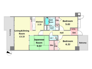 【間取り】 ラ・ビスタ宝塚エスティオ1番館の間取り