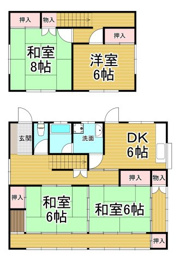 【間取り】 清荒神(篠木)貸家の間取り