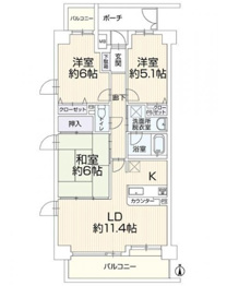 【間取り】 ※改装後和室は洋室に変更となっております