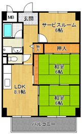 【間取り】 グランディール園田の間取り