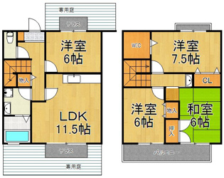【間取り】 シェルクレールA棟の間取り