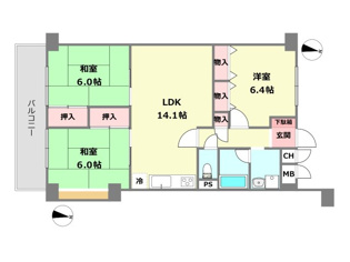 【間取り】 立花グリーンハイツ3号棟の間取り