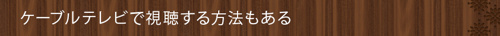 ケーブルテレビで視聴する方法もある