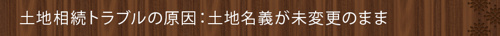 <土地相続トラブルの原因:土地名義が未変更のまま>