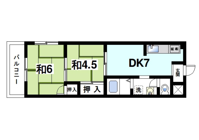 ロイヤルハイツ東生駒の間取り図2