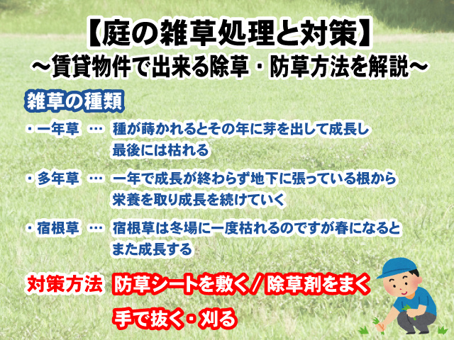【庭の雑草処理と対策】賃貸物件で出来る除草・防草方法を解説!