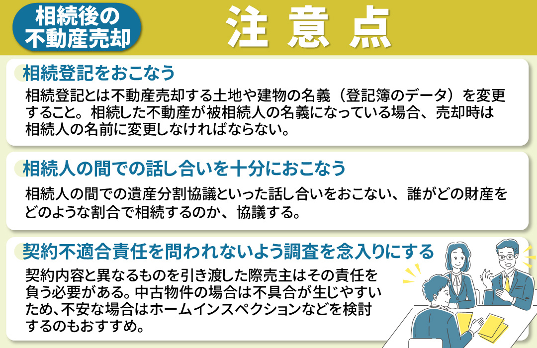 相続後に不動産売却する際の注意点