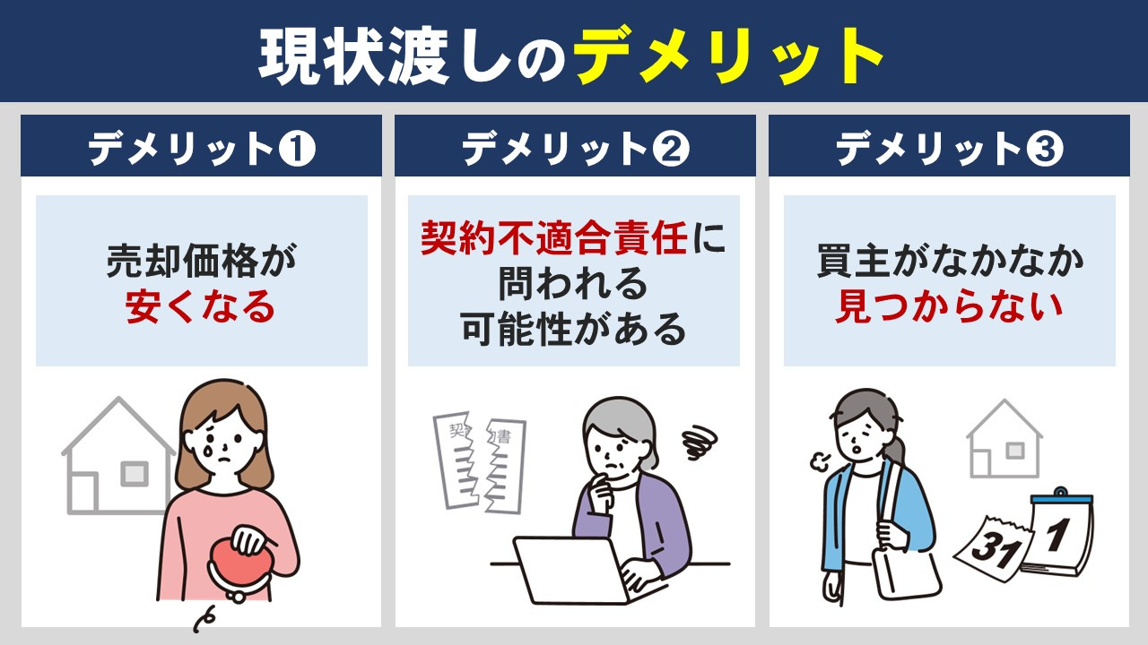 不動産売却における「現状渡し」の3つのデメリット