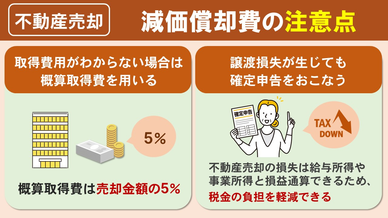 不動産売却における減価償却費の注意点