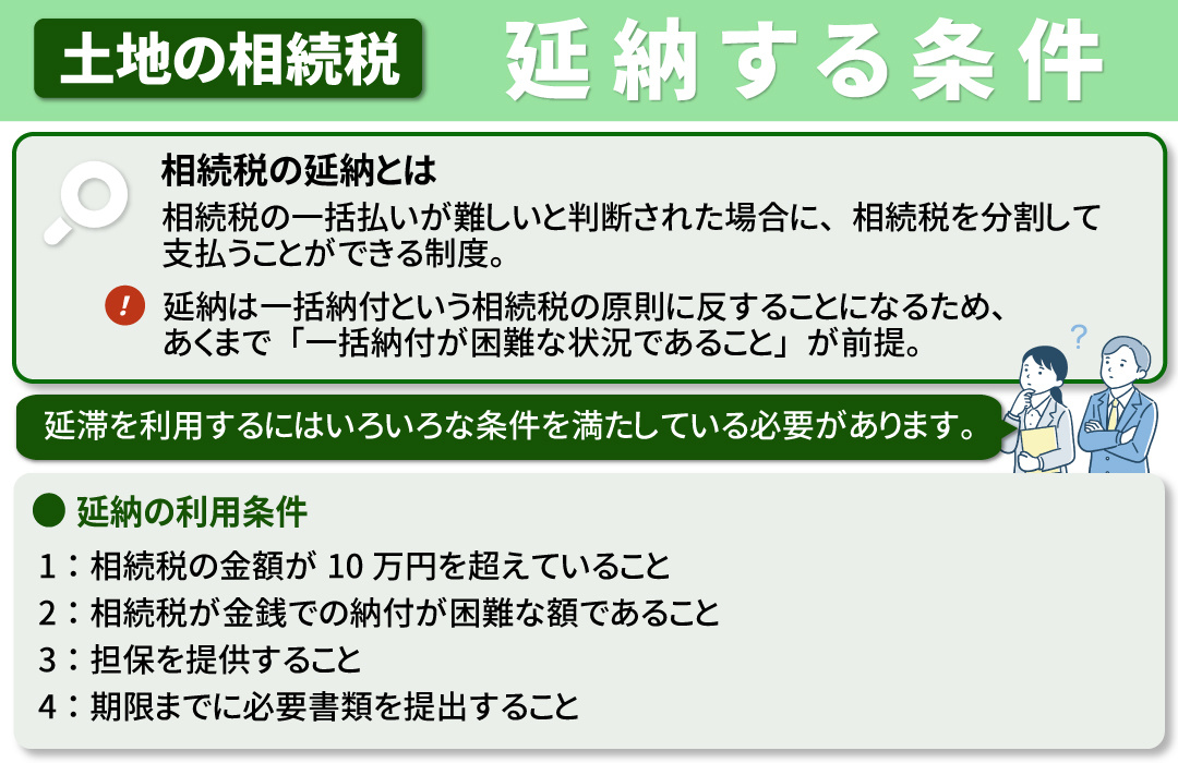 土地の相続で発生した相続税を延納する条件とは