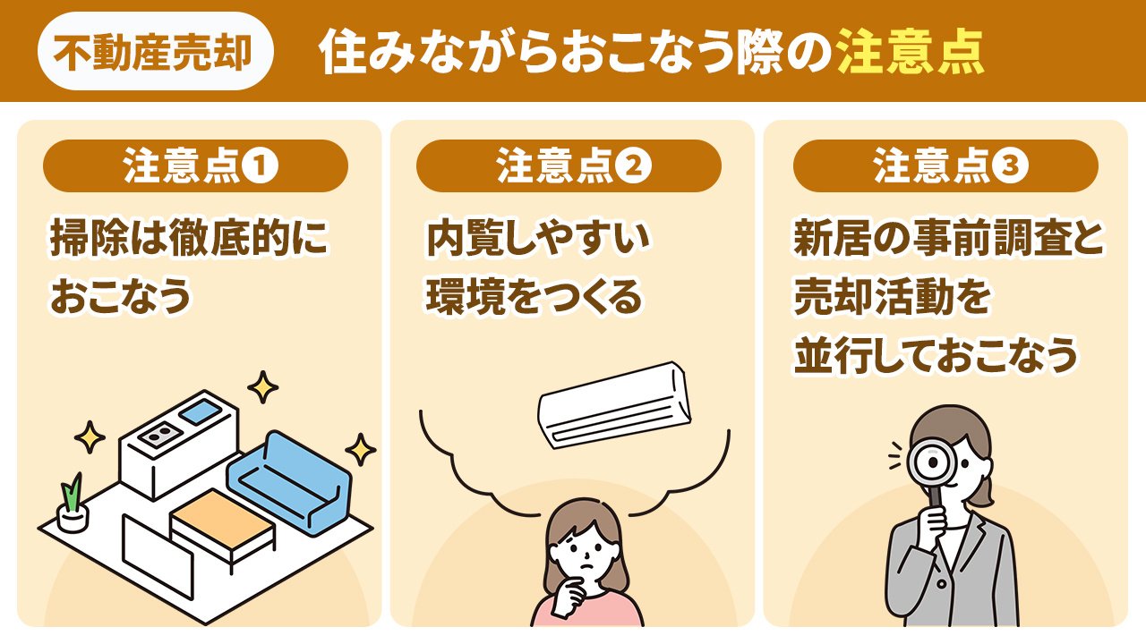 不動産売却を住みながらおこなう際の注意点