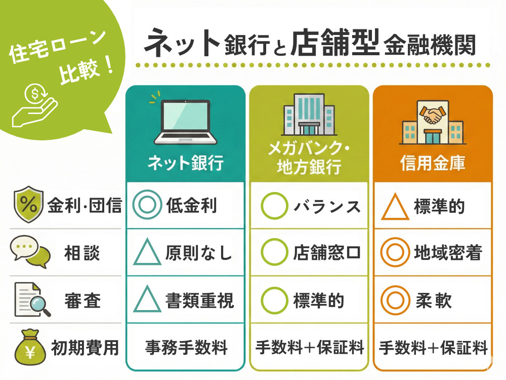 【住宅ローン比較】ネット銀行と店舗型金融機関