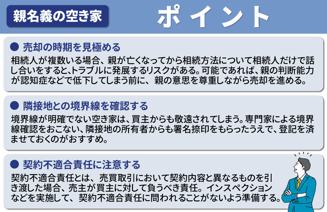 親名義の空き家を売却する3つのポイントについて