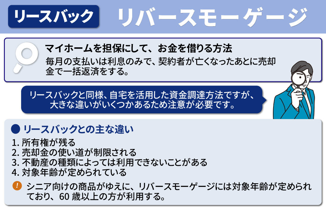 リースバックとリバースモーゲージの違いとは