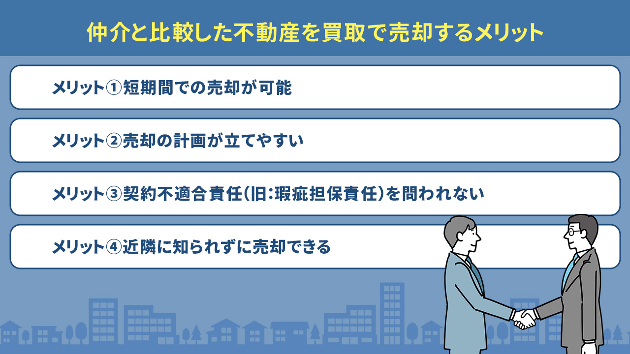 仲介と比較した不動産を買取で売却するメリット!