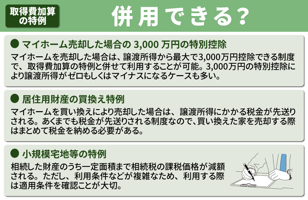 相続税の取得費加算の特例は他の税制と併用できる?