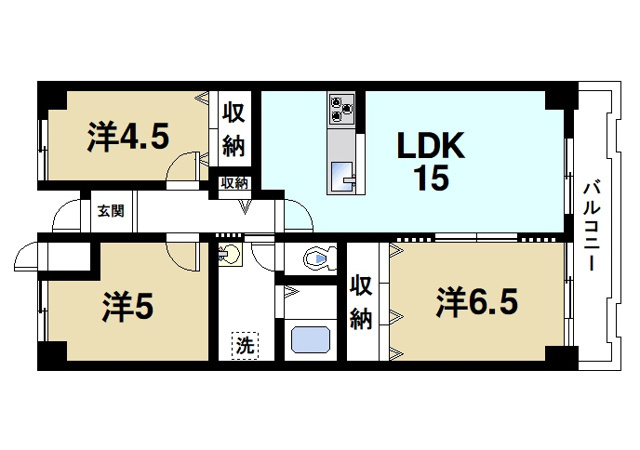 グランドパレス学園前の間取り図6