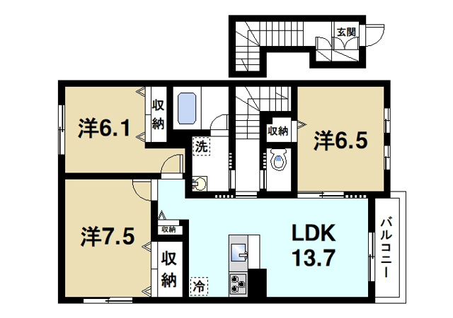 ヴァンヴェール生駒の間取り図2