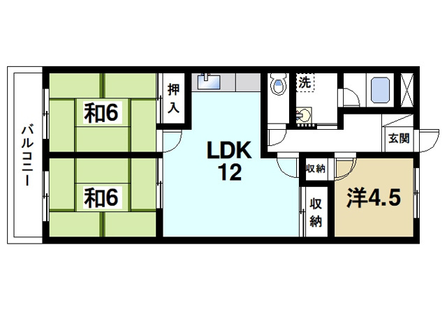 エレガンス登美ヶ丘ビルの間取り図1