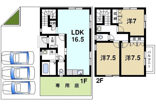 木津南戸建Cの間取り図1