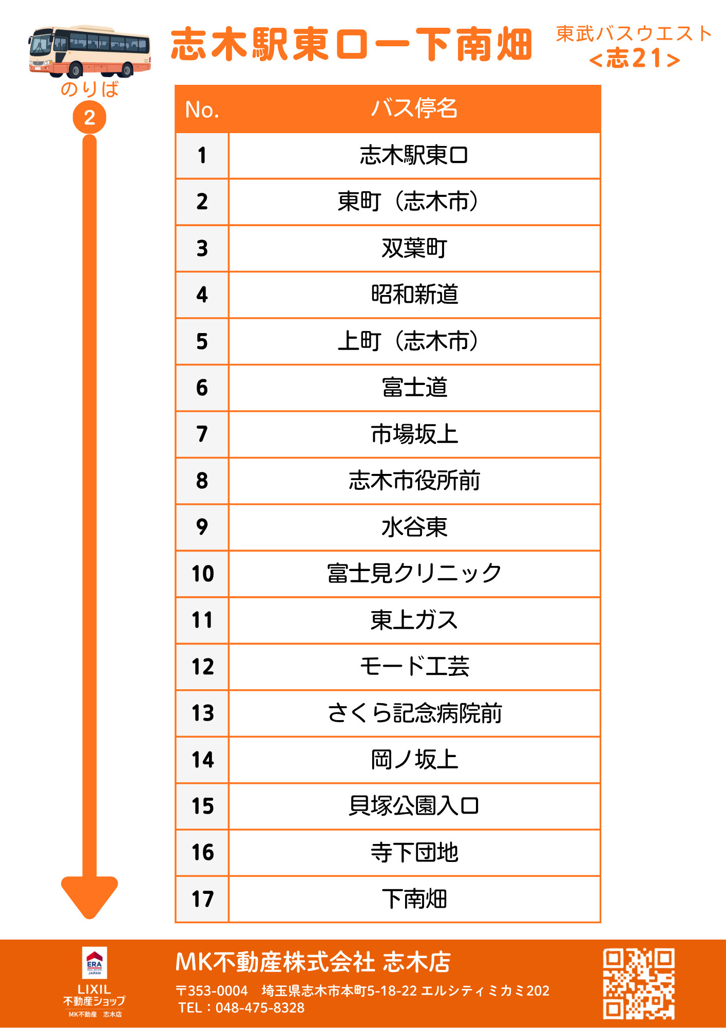 バス停順路表_東武バスウエスト<志73>
