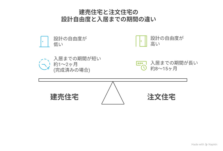 設計の自由度と入居までの期間の違い
