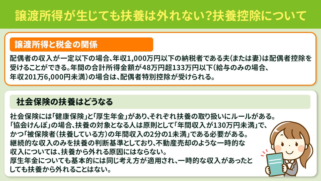 譲渡所得が生じても扶養は外れない?扶養控除について