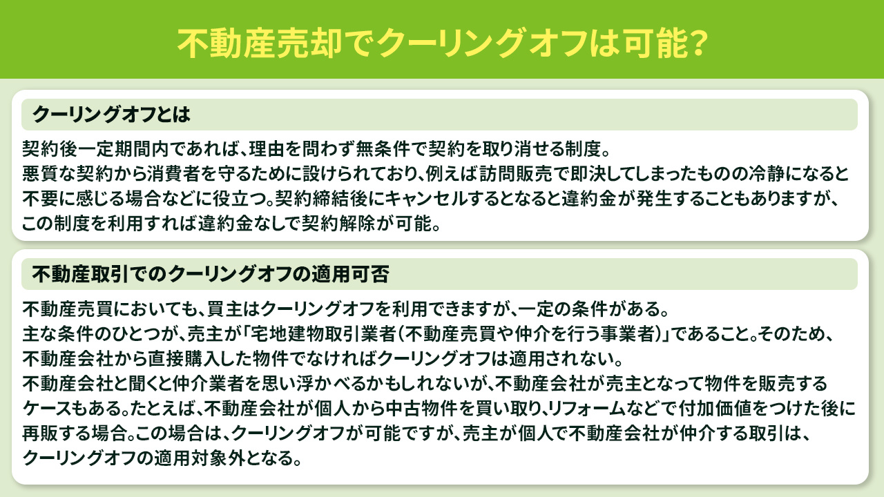 不動産売却でクーリングオフは可能?