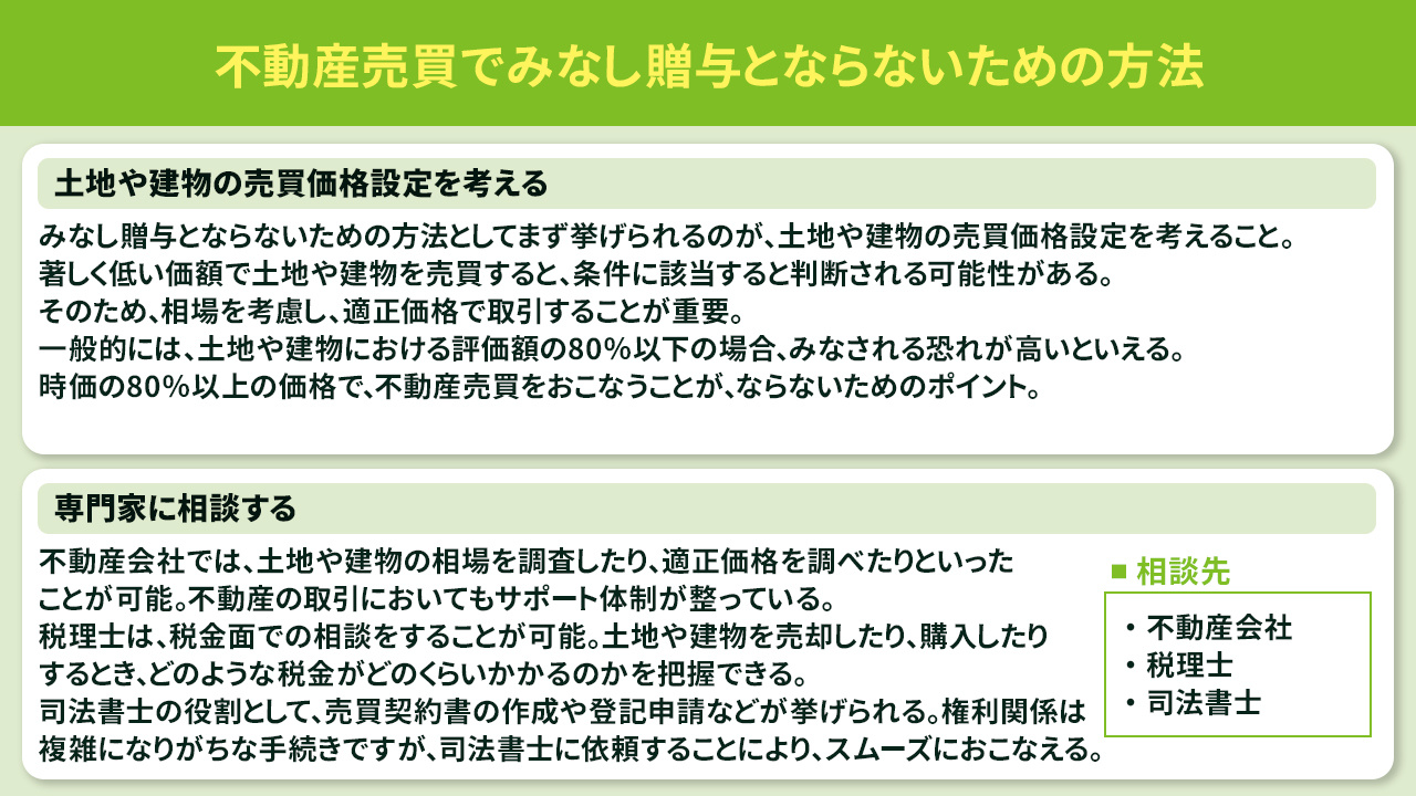 不動産売買でみなし贈与とならないための方法