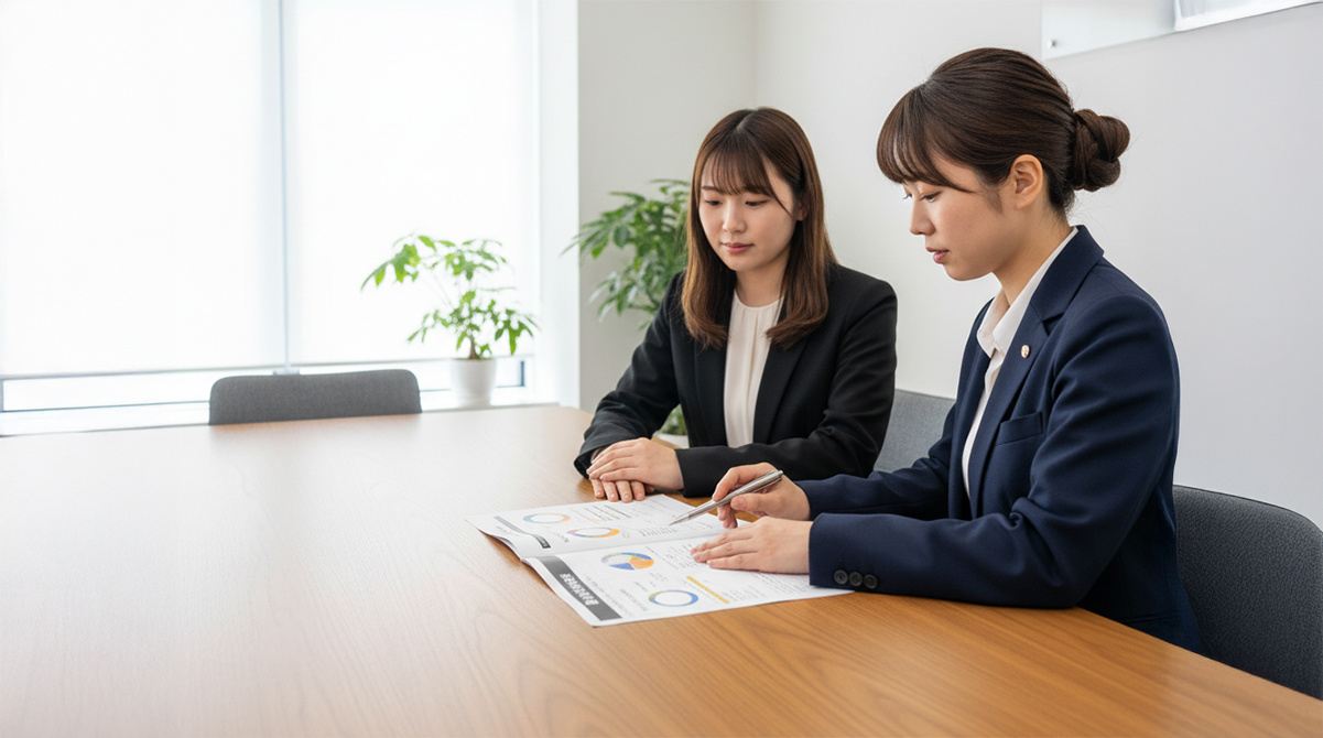 管理状態についてプロの説明を聞く夫婦