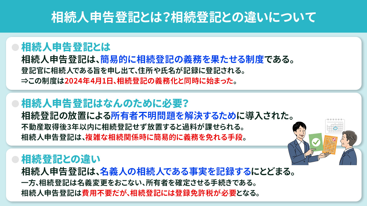 相続人申告登記とは?相続登記との違いについて