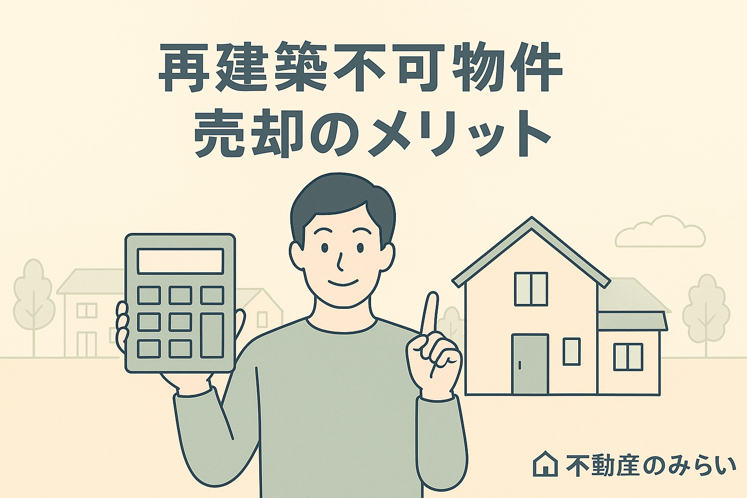 葛飾区立石の街並みを背景に、資料を広げて説明する不動産スタッフと売主のシルエット。不動産のみらいロゴ入り。