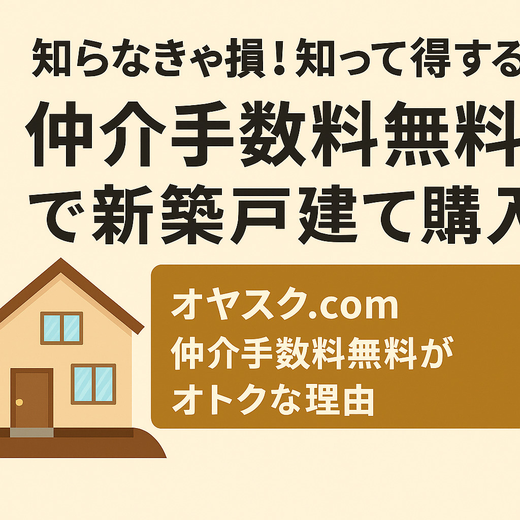 LINEで相談できるオヤスク.com公式バナー。仲介手数料無料で家探しを始める家族のイラスト。