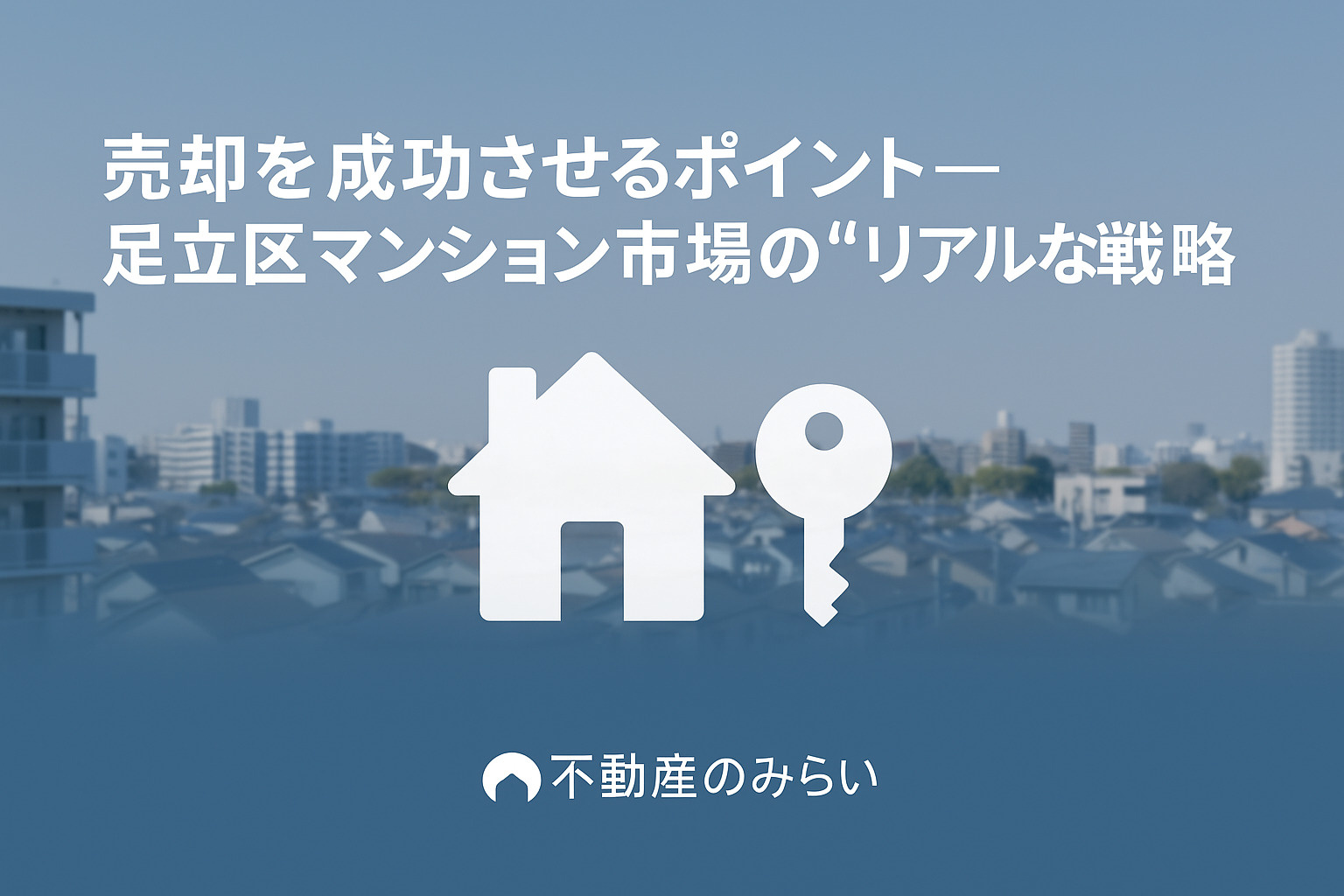 足立区マンション市場の売却戦略・価格推移・広告の工夫を象徴するグラフと住宅のイメージ。
