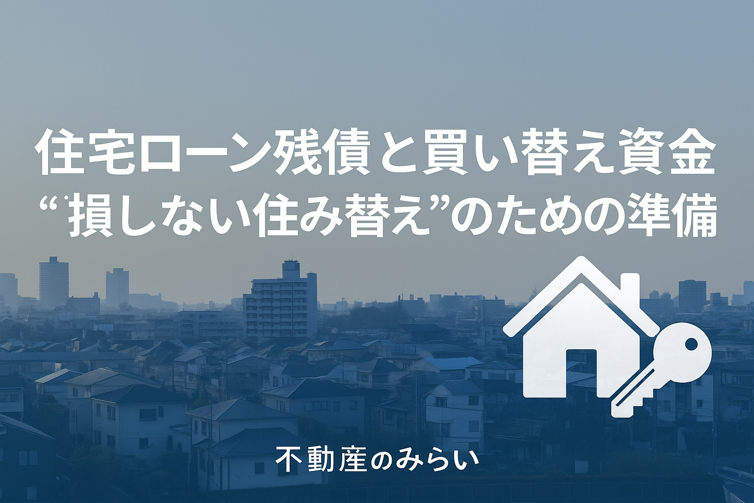 葛飾区での住宅ローン残債と買い替え資金の整理を表す家計簿と電卓のイメージ。フラットデザインで専門性を演出。