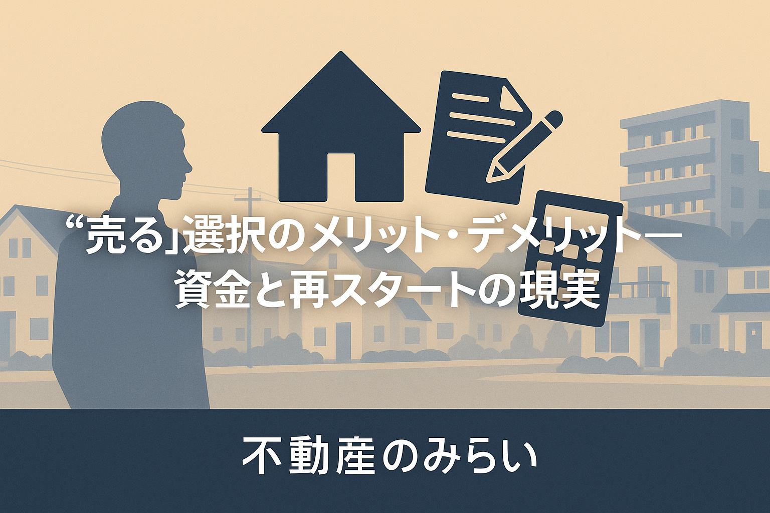 足立区で転勤時に家を売る選択のメリットと資金整理を表す電卓のイメージ。