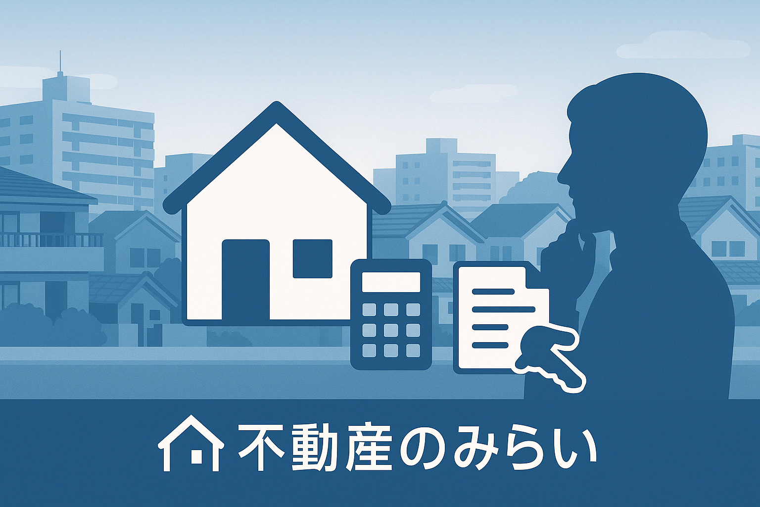 売却・賃貸・リフォームを一社で完結できるサポート体制を表す3本の柱のデザイン。