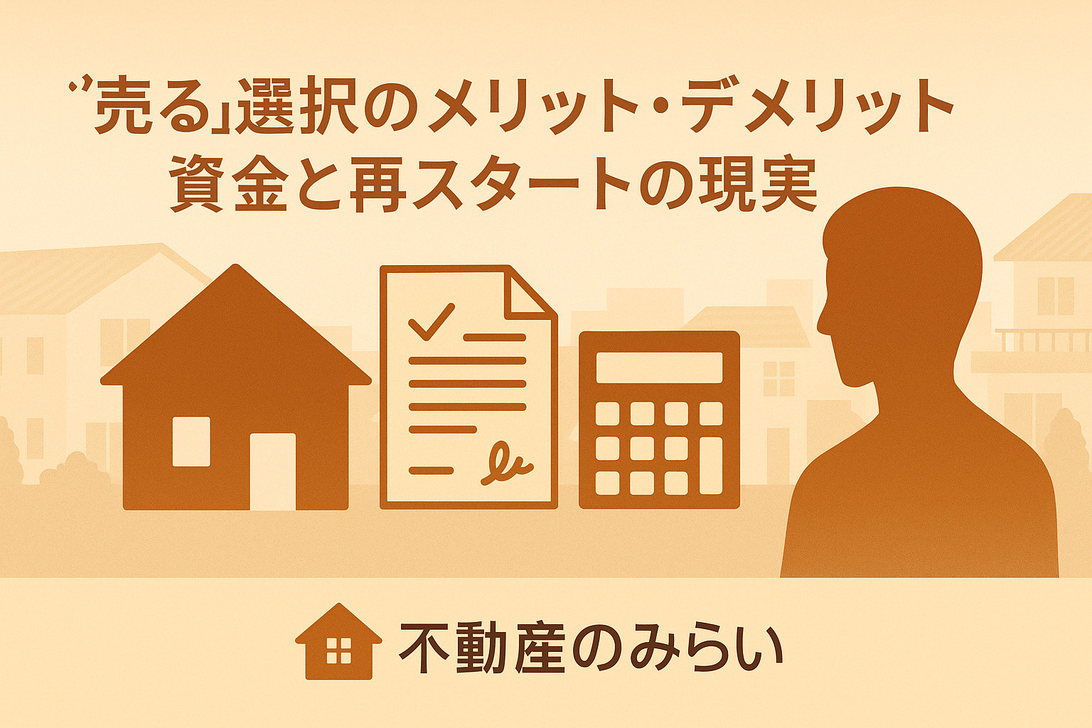 葛飾区で転勤時に家を売る選択のメリットを表す家と電卓のイメージ。