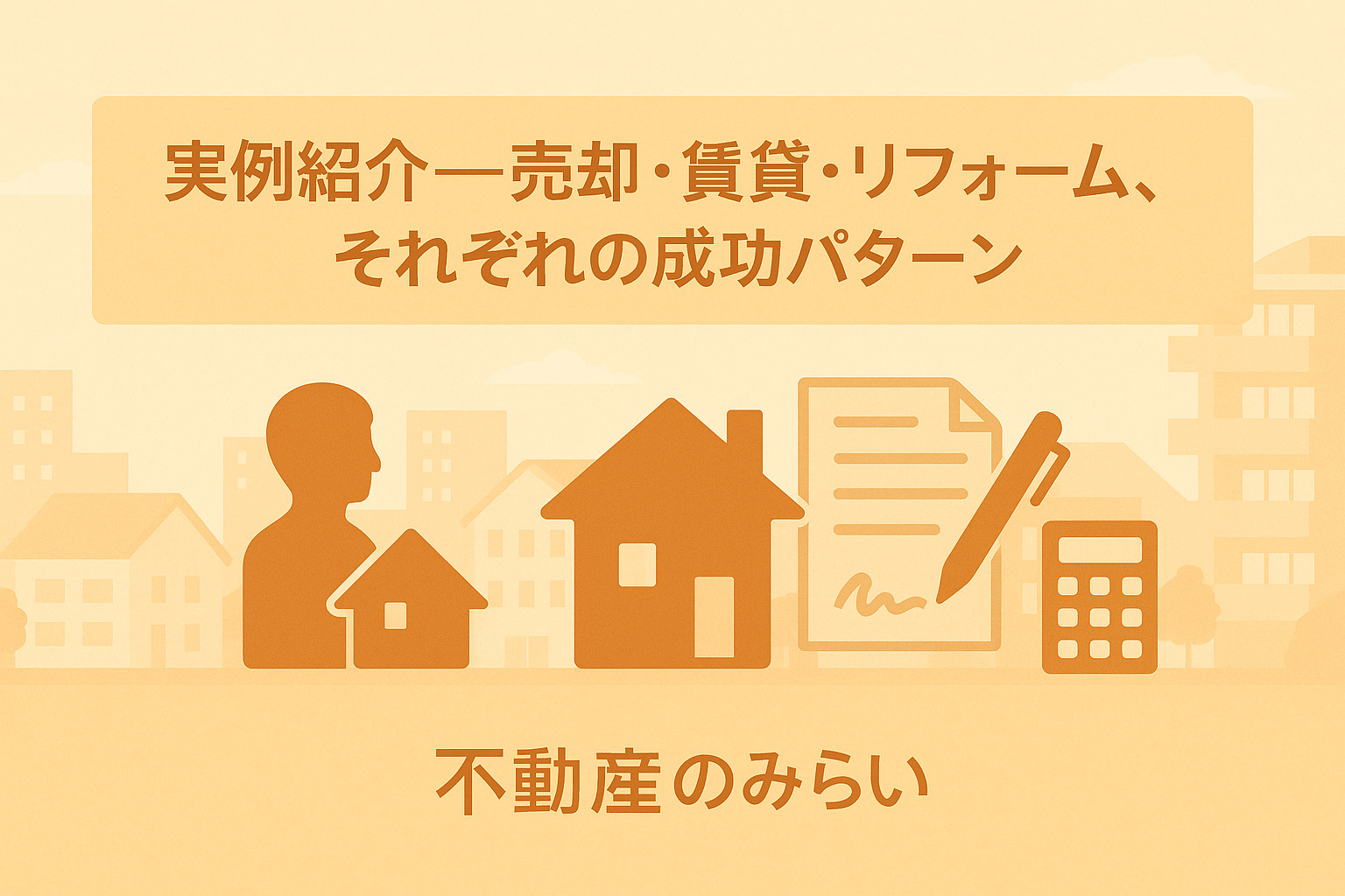 転勤を機に再出発した家族と住宅のシルエット。