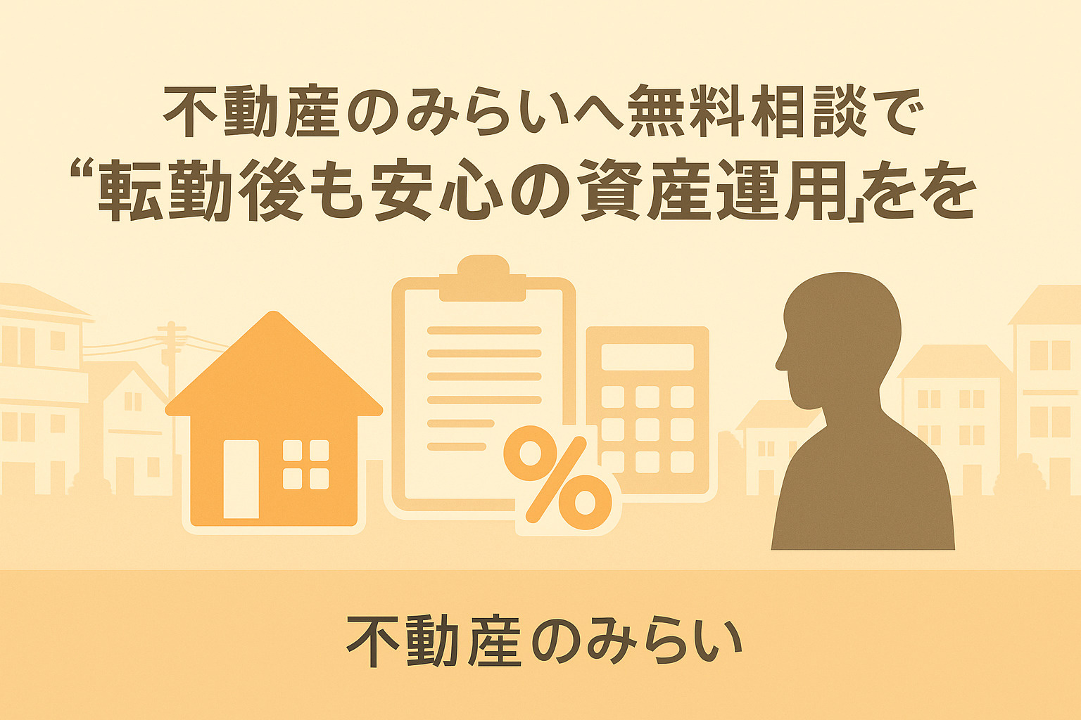 転勤後も安心して資産を守る家族の笑顔と葛飾区の街並み。