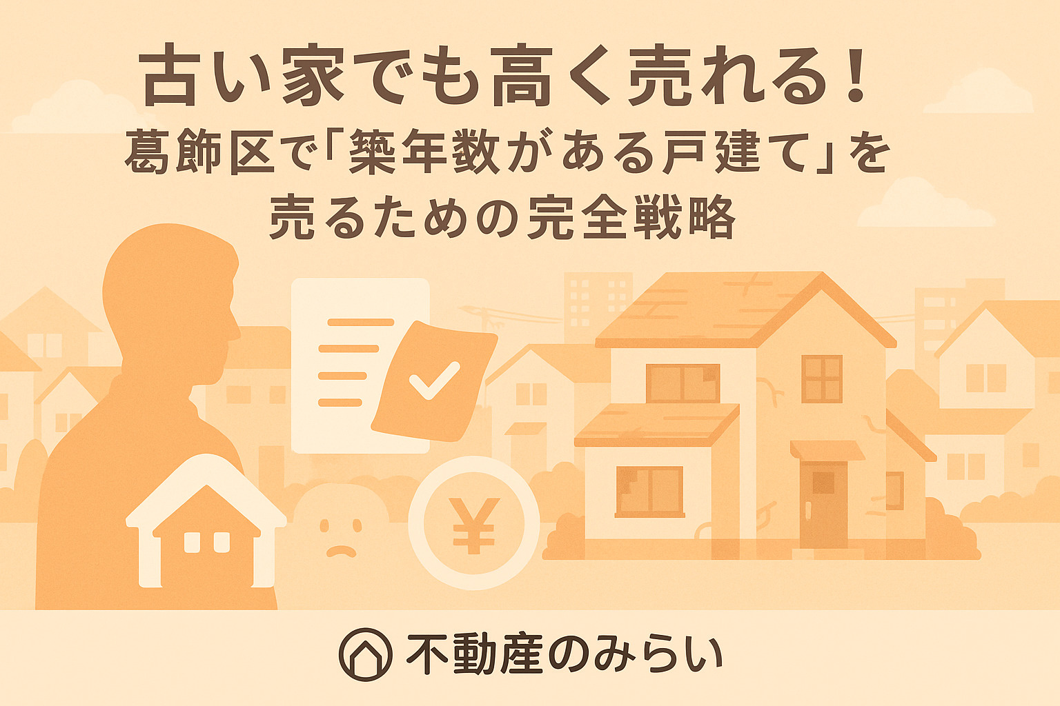 葛飾区で古い戸建てを高く売る方法を紹介する不動産のみらいのブログ用アイキャッチ