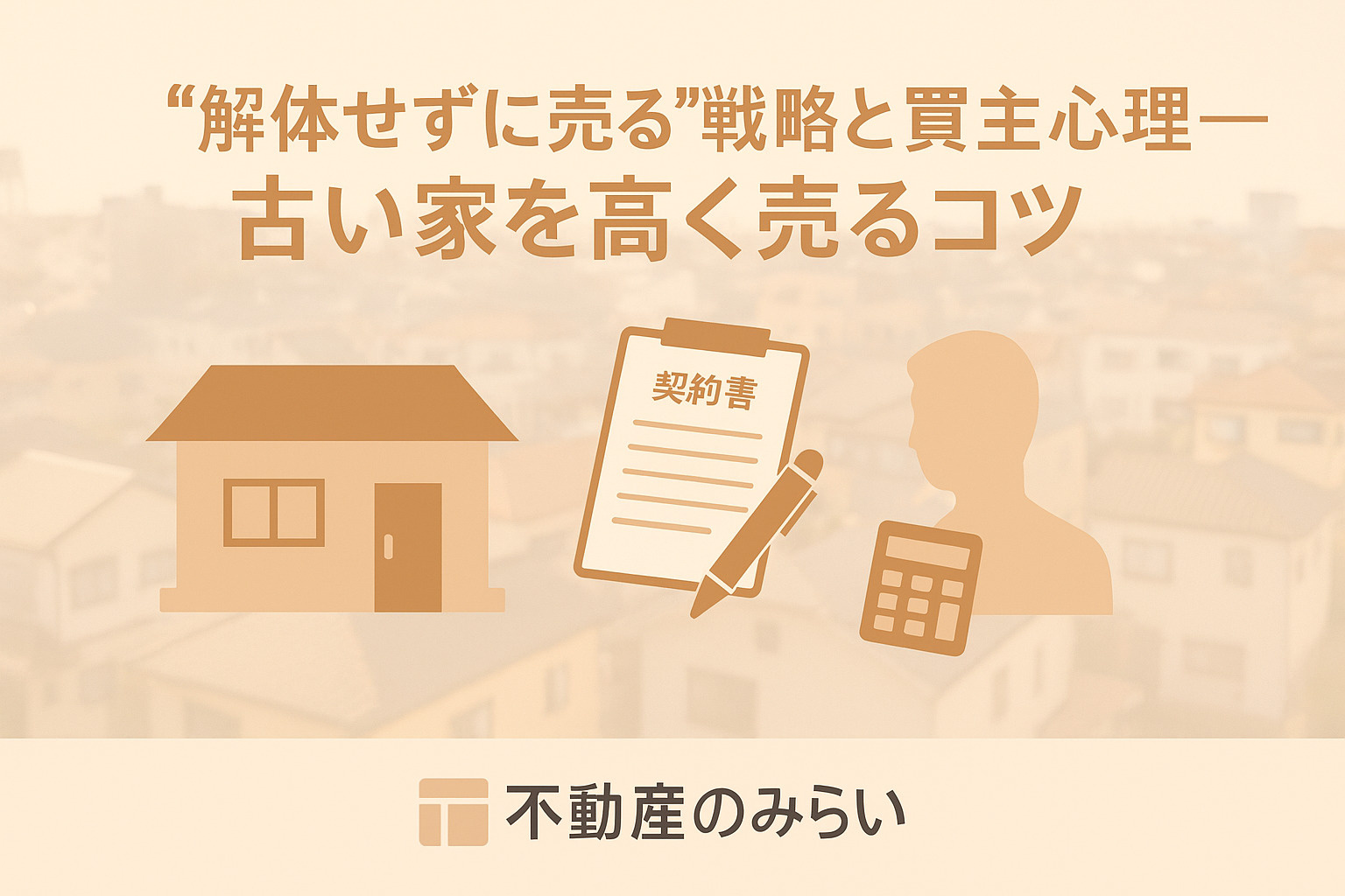 解体せずに古い家を高く売る戦略と買主心理を解説する不動産のみらいのブログ用画像