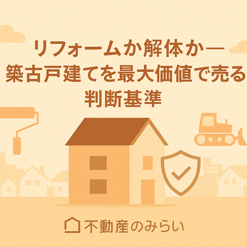 リフォームか解体かを判断するための基準を紹介する不動産のみらいのブログ用画像