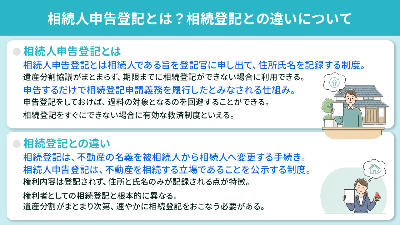 相続人申告登記とは?相続登記との違いについて