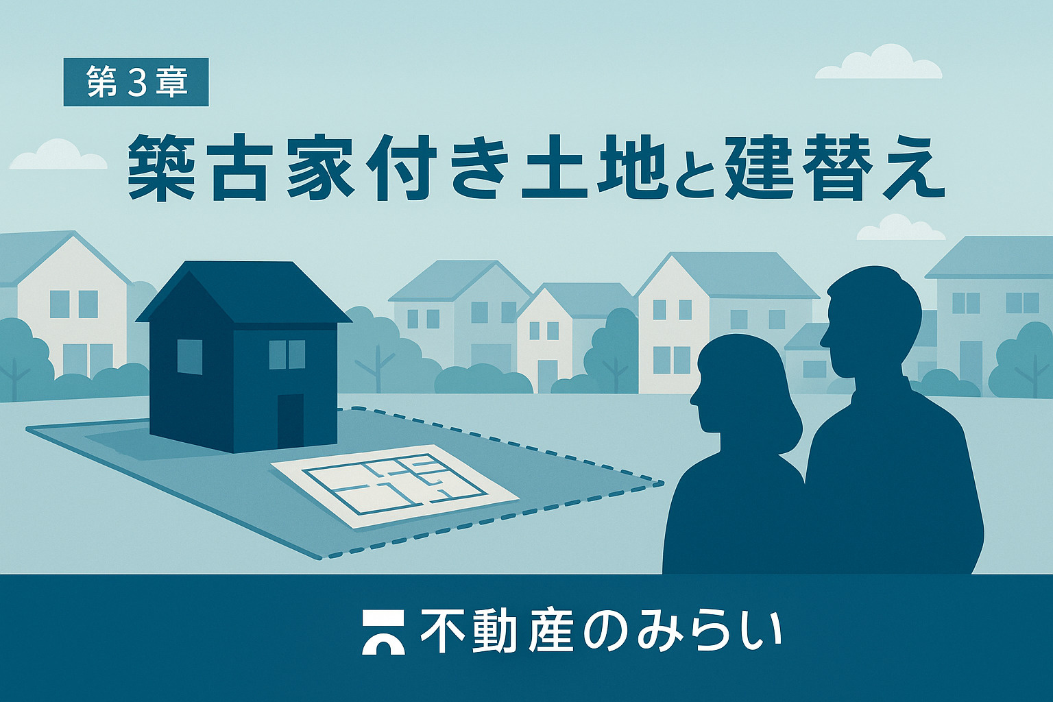 奥戸の古家付き土地と建替え需要を描いた土地プランイラスト